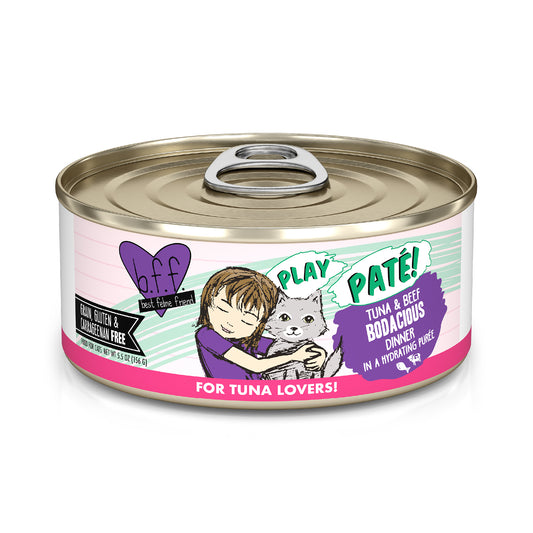 Weruva B.F.F. PLAY Pate Cat food 5.5oz Can Bodacious Tuna & Beef