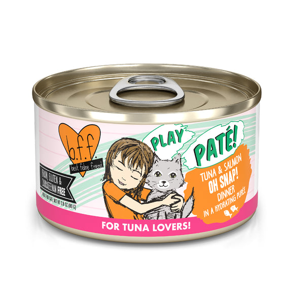 Weruva B.F.F. PLAY Pate Cat food 2.8oz Can Oh Snap Tuna Salmon