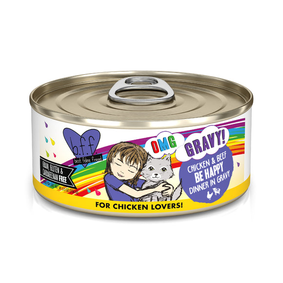 Weruva B.F.F. Oh My Gravy 5.5oz Canned Cat food  Be Happy Chicken & Beef