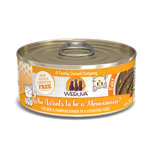 Weruva Pate 5.5oz Canned Cat food Who Wants to be a Meowionaire? Chicken & Pumpkin