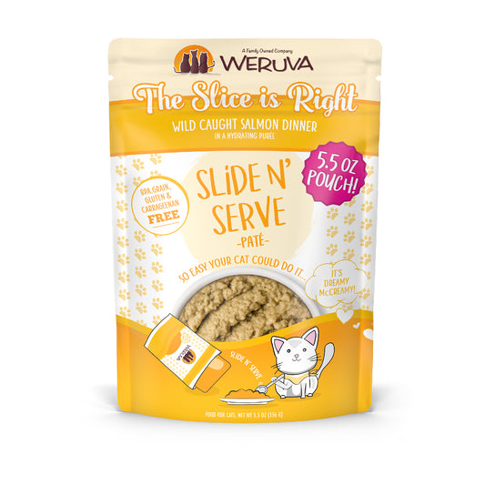 Weruva Pate 5.5oz Slide N Serve Pouch Cat food the Slice is Right