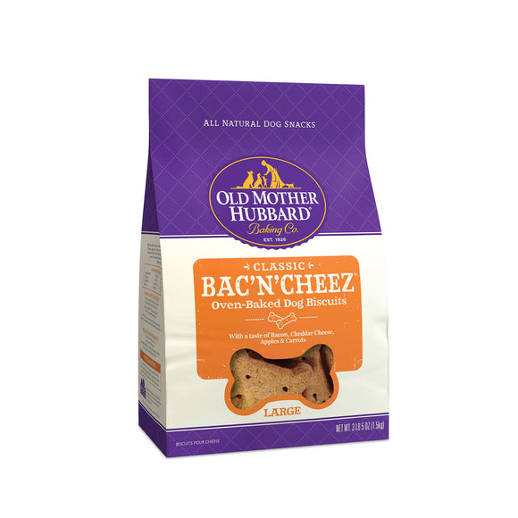 Old Mother Hubbard Classic Bac N Cheez Biscuits Baked Dog Treats  Large  3lb 5oz Bag