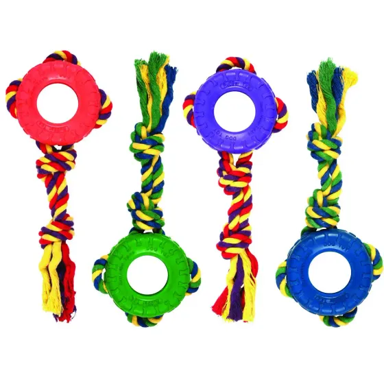 Boss Pet Chomper Tredz Tire Rope Tug 12in Assorted