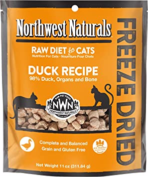 Northwest Naturals Freeze Dried Raw Cat Food Nibbles, 11 Ounces Duck