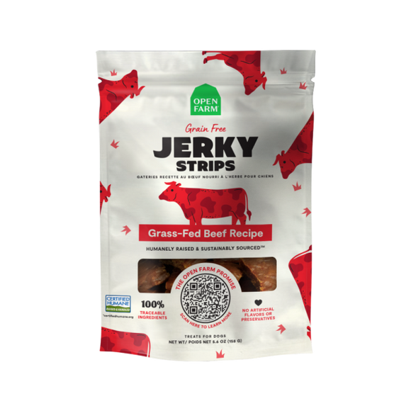 Open Farm Dog Treats Grain Free Jerky Strips Beef 5.6 oz