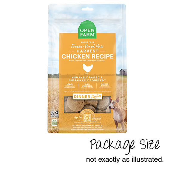 Open Farm Dog Freeze-Dried Raw Harvst Chicken Patties 17.5oz