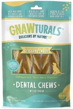 Gnawturals Dental Chews Twisted Stick Chicken Medium 5ct