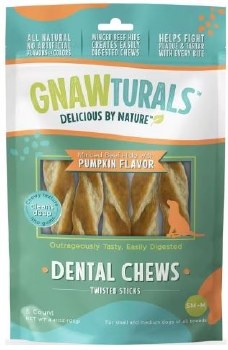 Gnawturals Dental Chews Twisted Stick Pumpkin Medium 5ct