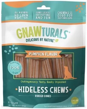 Gnawturals Hideless Chews Ribbed Bone Pumpkin Medium 5ct