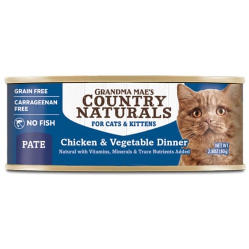 Grandma Mae’s Country Naturals Pate Dinner Canned Cat Food Chicken Vegetables, 2.8oz