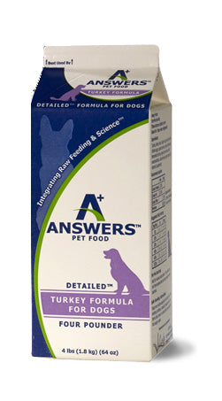 Answers Frozen Detailed Turkey Dog Food 4lb