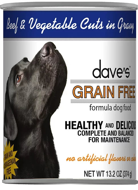 Daves Grain Free Wet Dog Food 13oz Beef and Veggies