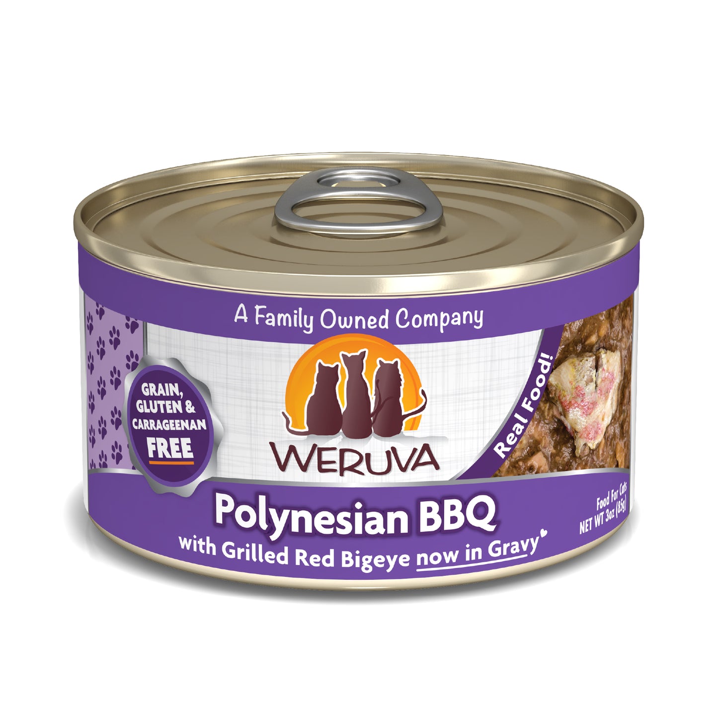 Weruva Classics 3oz Canned Cat food Polynesian BBQ with Grilled Red Big Eye Canned Cat Food