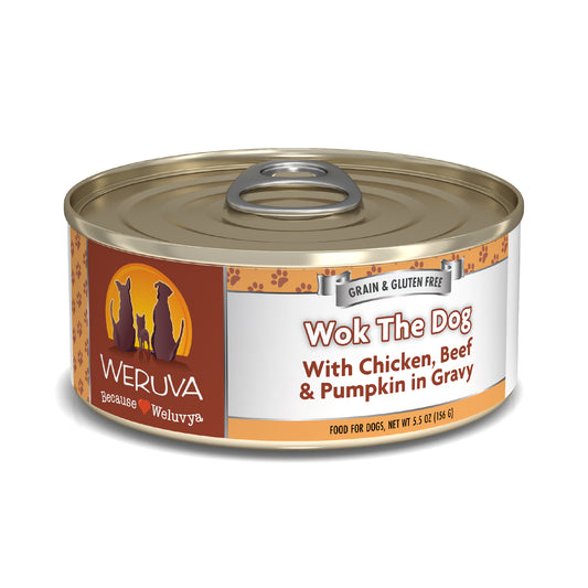 Weruva Classic Dog food 5.5oz Can Wok The Dog with Chicken Beef & Pumpkin