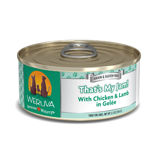 Weruva Classic Dog food 5.5oz Can That's My Jam with Chicken & Lamb
