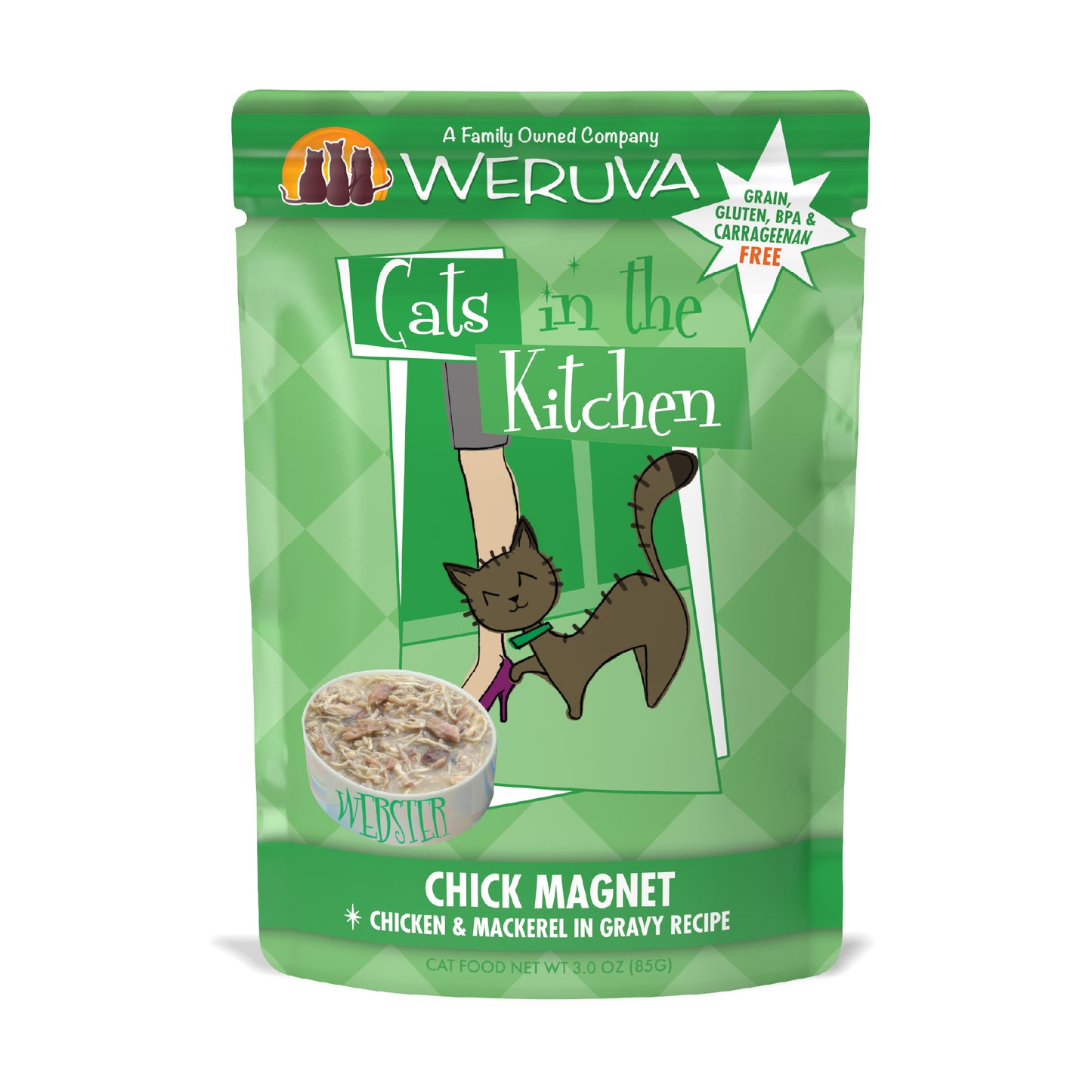 Weruva Cats in the Kitchen 3oz Pouch Cat Food Chick Magnet