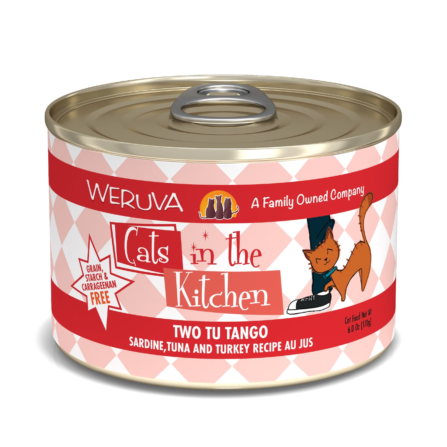 Weruva Cats in the Kitchen 6oz Canned Cat Food Two Tu Tango Sardine, Tuna and Turkey