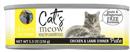 Dave's Cat's Meow Wet Cat Food 5.5oz Chicken and Lamb