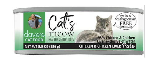 Dave's Cat's Meow Wet Cat Food 5.5oz 95% Chicken and Liver