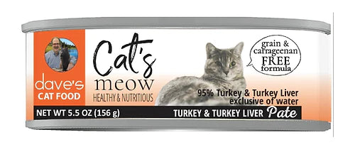 Dave's Cat's Meow Wet Cat Food 5.5oz 95% Turkey and Liver