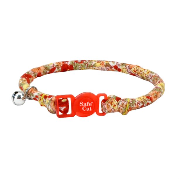 Coastal Pet Breakaway Cat Round Collar Red Floral Flower 3/8 x 8-12" neck bell"