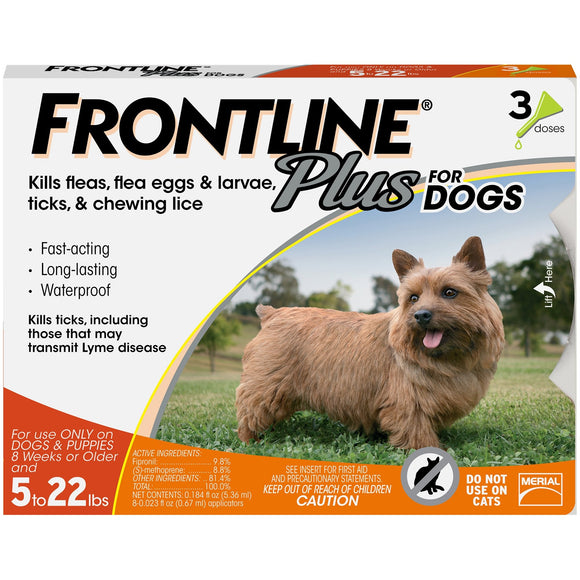 FRONTLINE Plus for Small Dogs (5-22 lbs) Flea and Tick Treatment  3 Doses