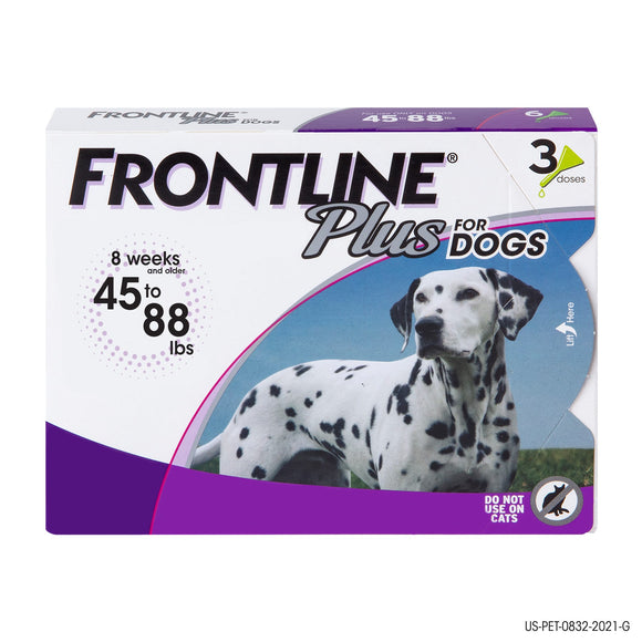 FRONTLINE Plus for Large Dogs (45-88 lbs) Flea and Tick Treatment  3 Doses