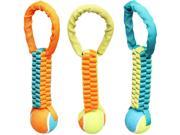 Boss Pet Chomper Tennis Ball Braided Rope Tug 12in Assorted