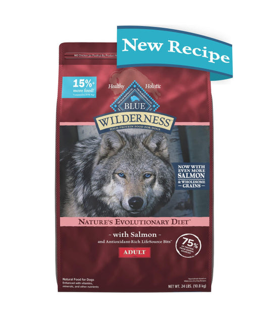 Blue Buffalo Wilderness High Protein Natural Adult Dry Dog Food Plus Wholesome Grains, Salmon 24 lb