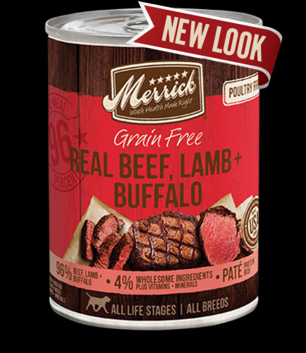 Merrick 12.7 oz Grain Free Real Beef Lamb & Buffalo Can Dog Food