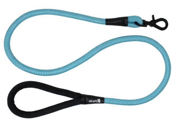 Alcott Adventure Rope Leash Reflective Stitching 5' Blue