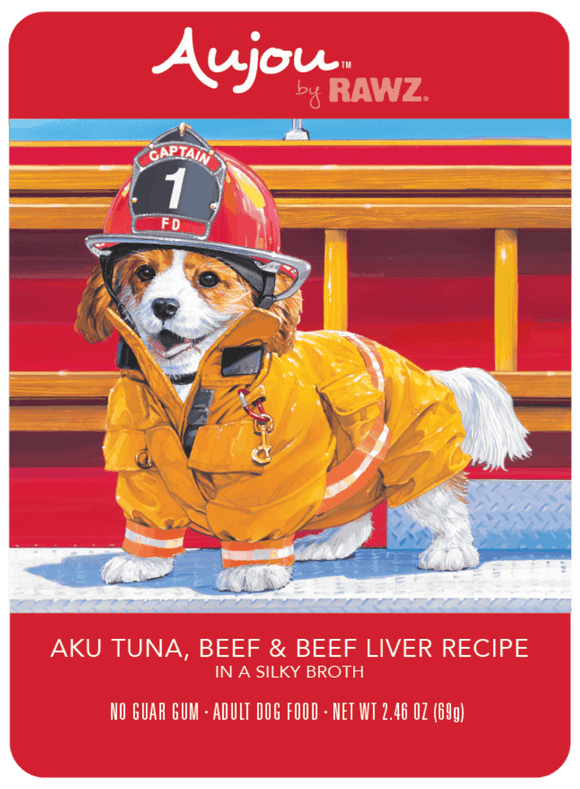 Rawz Wet Dog Food AuJus 2.5oz Aku Tuna Beef and Liver