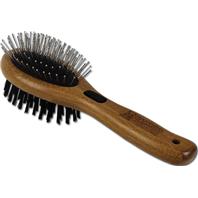 Bamboo Grooming Pet Combo Brush with Bristles Small