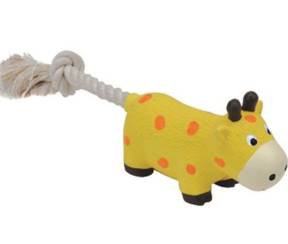 Coastal Pet Products Lil Pals Latex & Rope Cow Yellow 8 Inch
