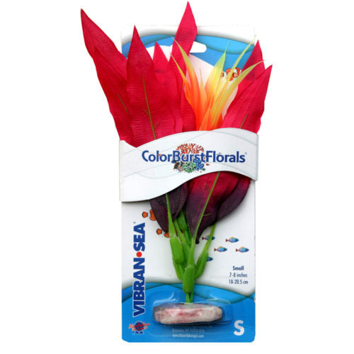 Blue Ribbon Pet Products Colorburst Florals Amazon Sword Silk Style Plant, Red - Small