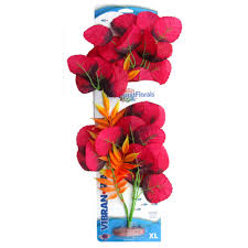 Blue Ribbon Pet Products Colorburst Florals Broad Lily Leaf Silk Plant  Red - Extra Large