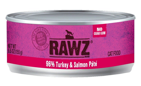 Raws Wet Cat Food 5.5oz Turkey and Salmon Pate 96%