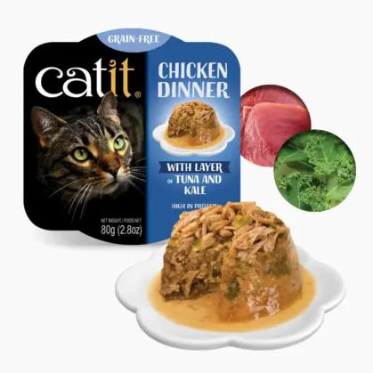 Catit Wet Cat food Chicken Dinner 2.8oz Tuna and Kale