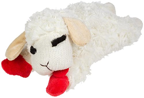 Multipet Holiday Lamb Chop with Santa Hat Plush Dog Toy  Medium