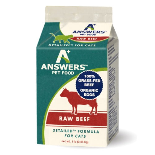 Answers Frozen Detailed Raw Beef Cat Food 1lb