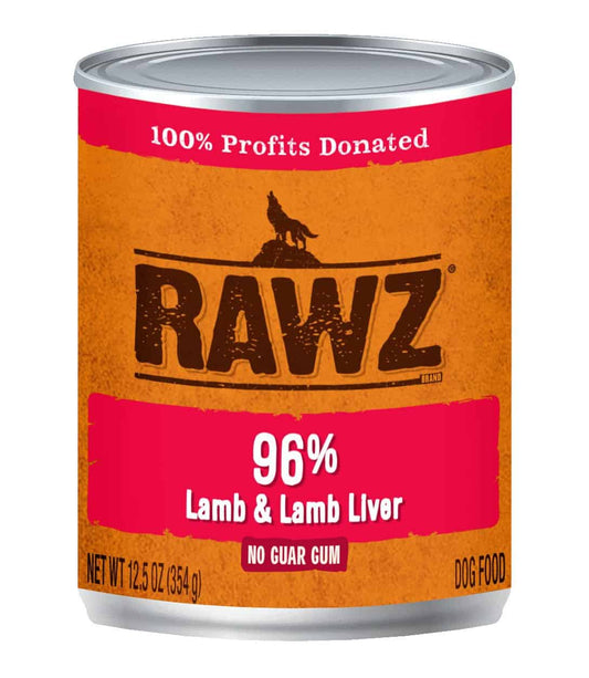 Rawz Canned Dog Food 12.5 oz Pate 96% Lamb