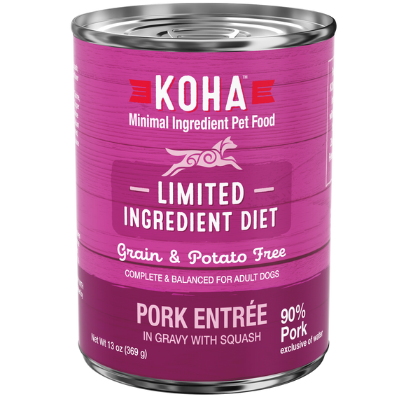 Koha Grain Free Limited Ingredient 13.2oz Canned Dog Food 90% Pork