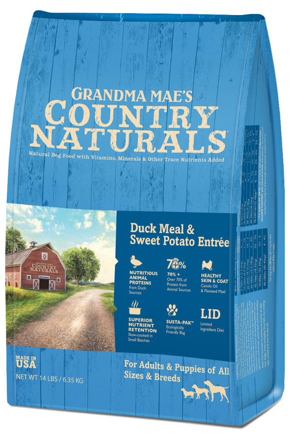 Grandma Mae's Country Naturals Dry Dog Food 25lb Duck and Sweet Potato