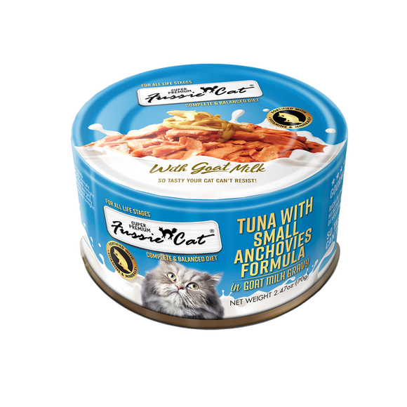 Fussie Cat Premium Tuna w/Small Anchovies in Goats Milk 2.47oz