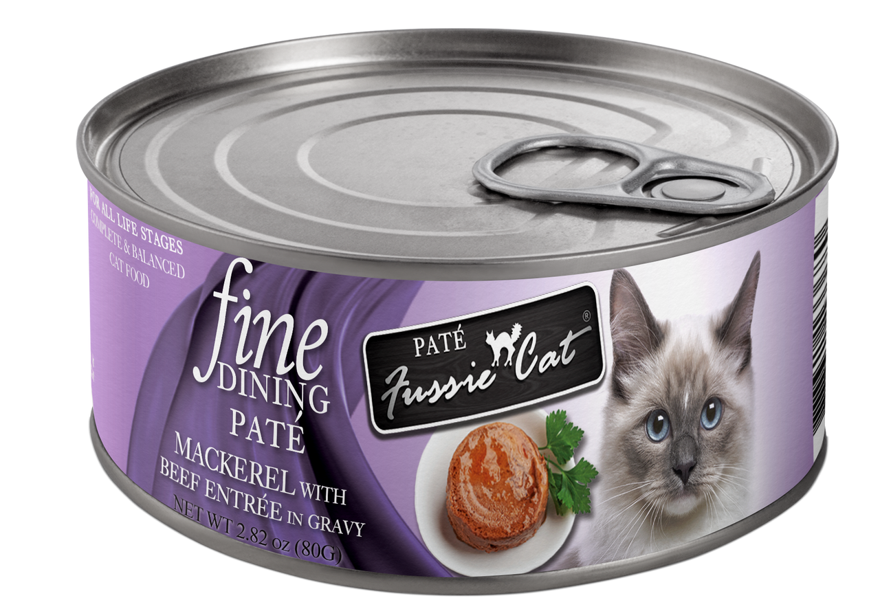 Fussie Cat Fine Dining Pate Mackerel with Beef Entrée 2.82oz