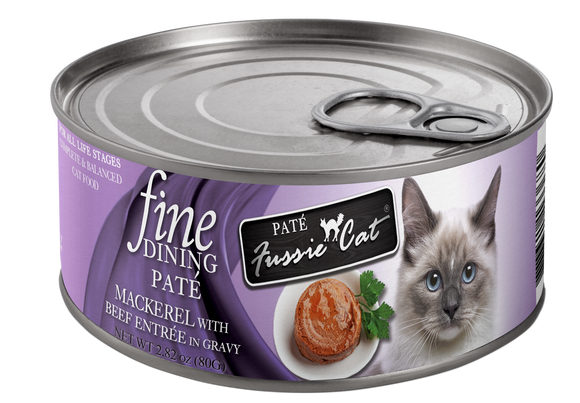 Fussie Cat Fine Dining Pate Mackerel with Beef Entrée 2.82oz