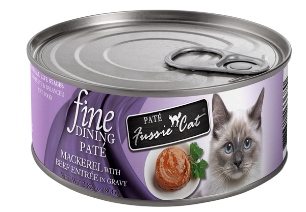 Fussie Cat Fine Dining Pate Mackerel with Beef Entr e 2.82oz