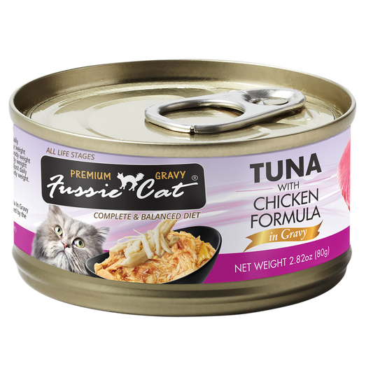 Fussie Cat Premium Tuna w/Chicken in Gravy 2.82oz