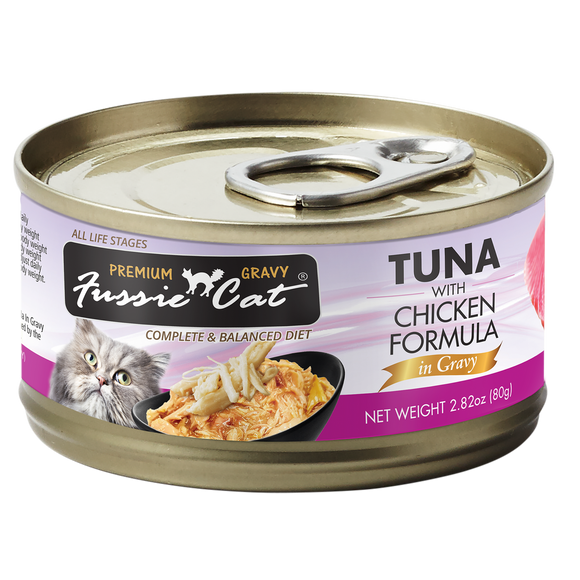 Fussie Cat Premium Tuna w/Chicken in Gravy 2.82oz