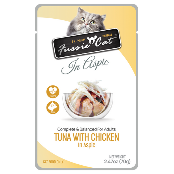 Fussie Cat Premium Tuna w/Chicken in Aspic Pouch 2.47oz